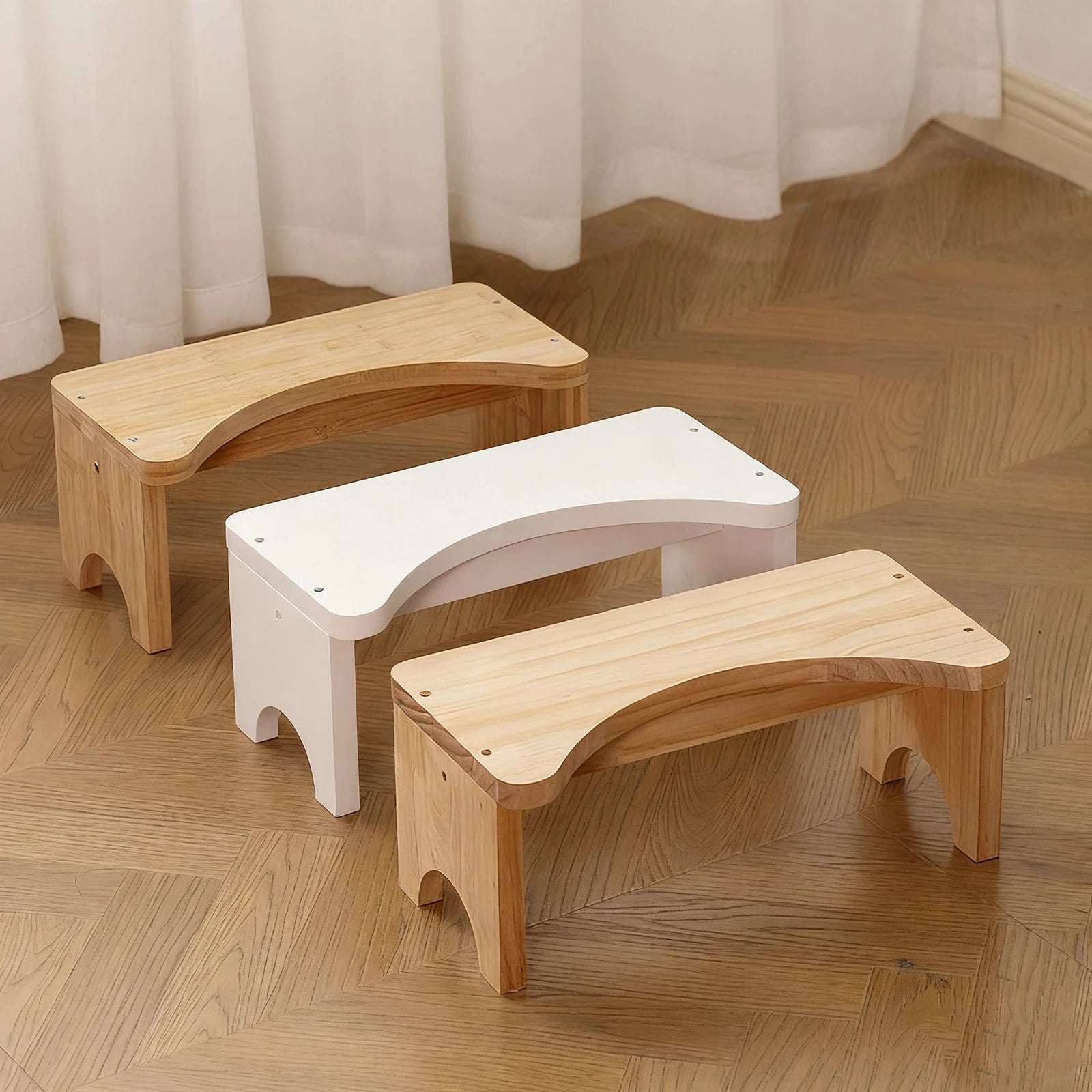 Wooden Toilet Stool – Non-Slip Bathroom Foot Rest for Adults & Kids