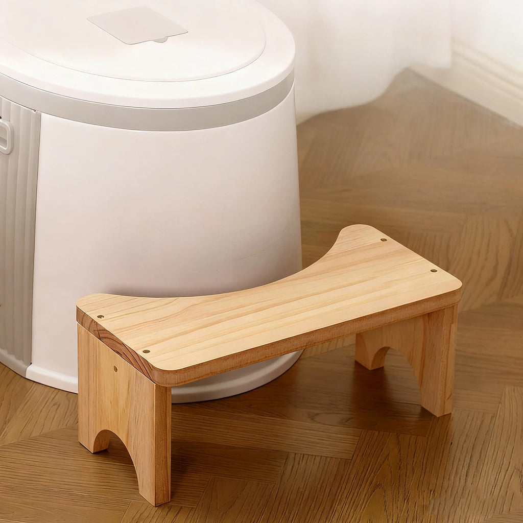 Wooden Toilet Stool – Non-Slip Bathroom Foot Rest for Adults & Kids