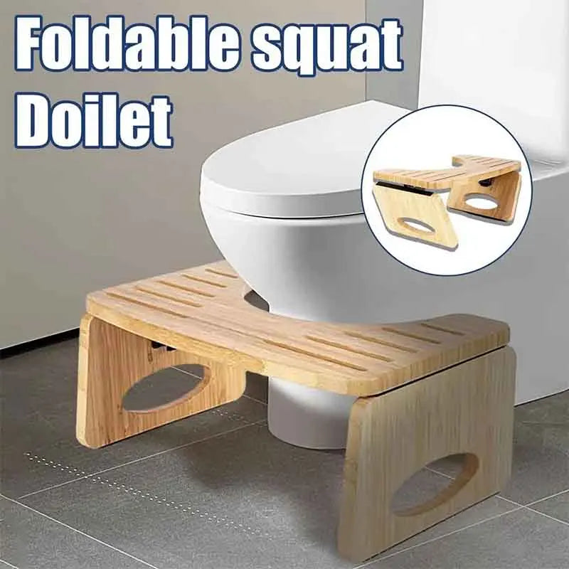 Collapsible Bamboo Toilet Stool – Foldable Bathroom Foot Rest for Adults & Kids