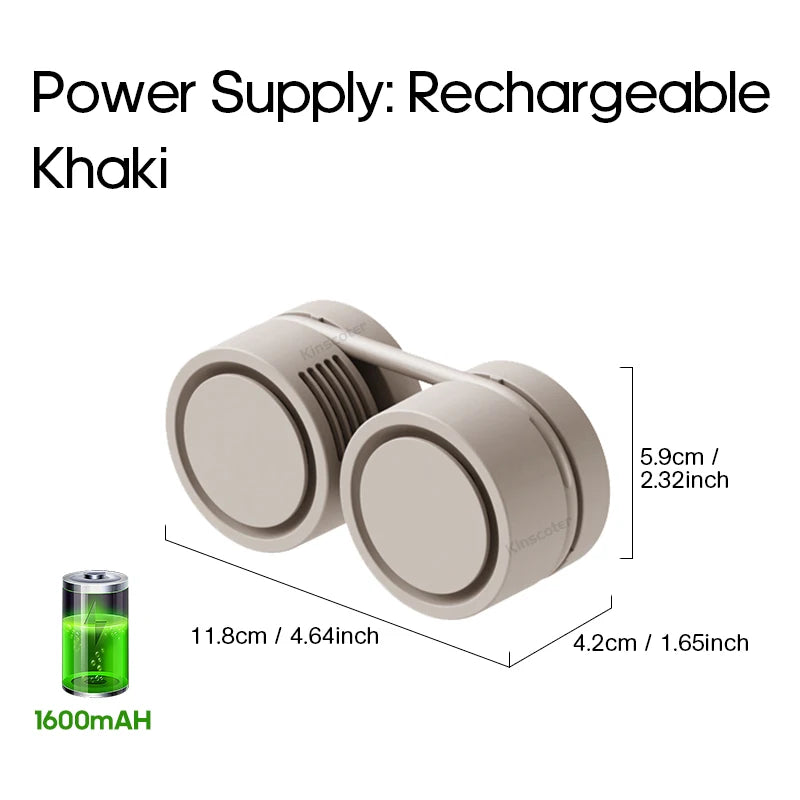 New Portable Neck Fan, Foldable Mini USB Fan, Rechargeable 1600mah Cooling Wind Fans, Personal Silent Neckfan For Sports