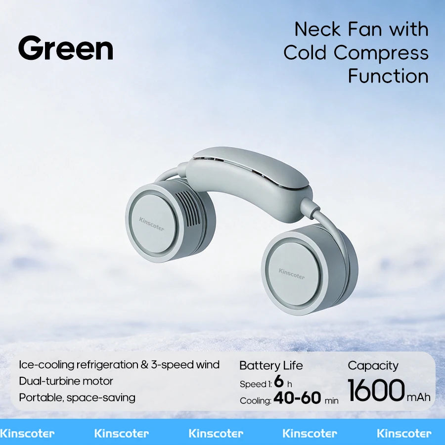 New Portable Neck Fan, Foldable Mini USB Fan, Rechargeable 1600mah Cooling Wind Fans, Personal Silent Neckfan For Sports