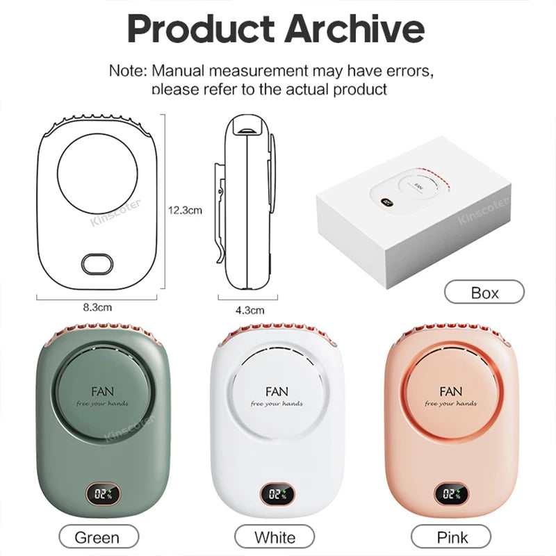 Portable Rechargeable Neck Fan | Hands-Free Personal Cooling Fan with 3-Speed Airflow