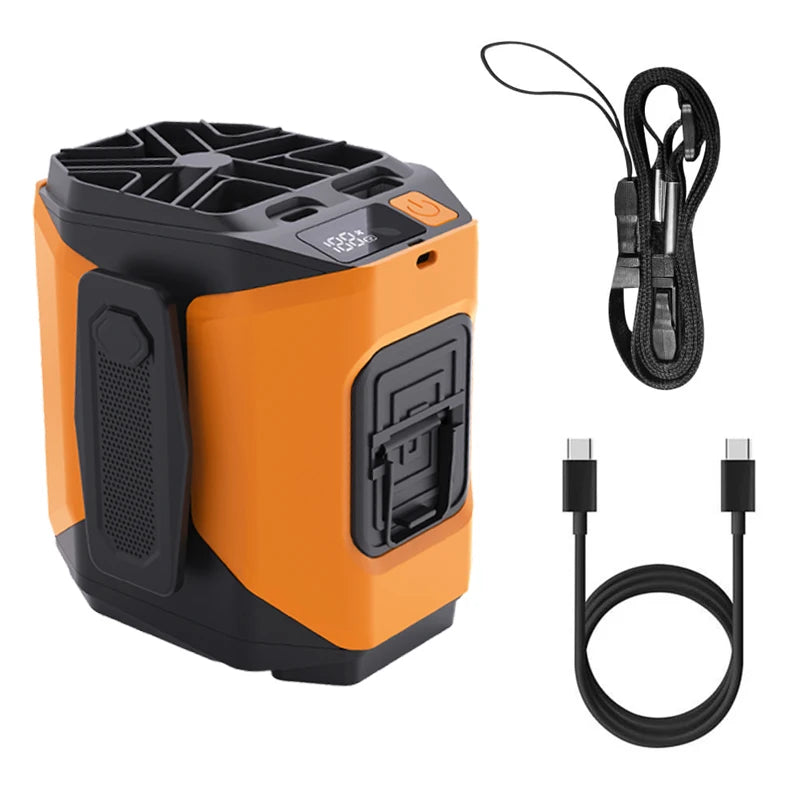 10000mAh Rechargeable Waist Fan – Portable Clip-On Personal Cooling Fan with Power Bank & Flashlight