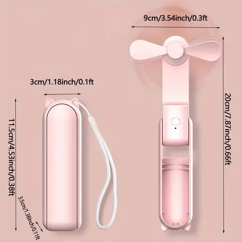 Portable USB Rechargeable Handheld Fan | 3-Speed Foldable Mini Fan