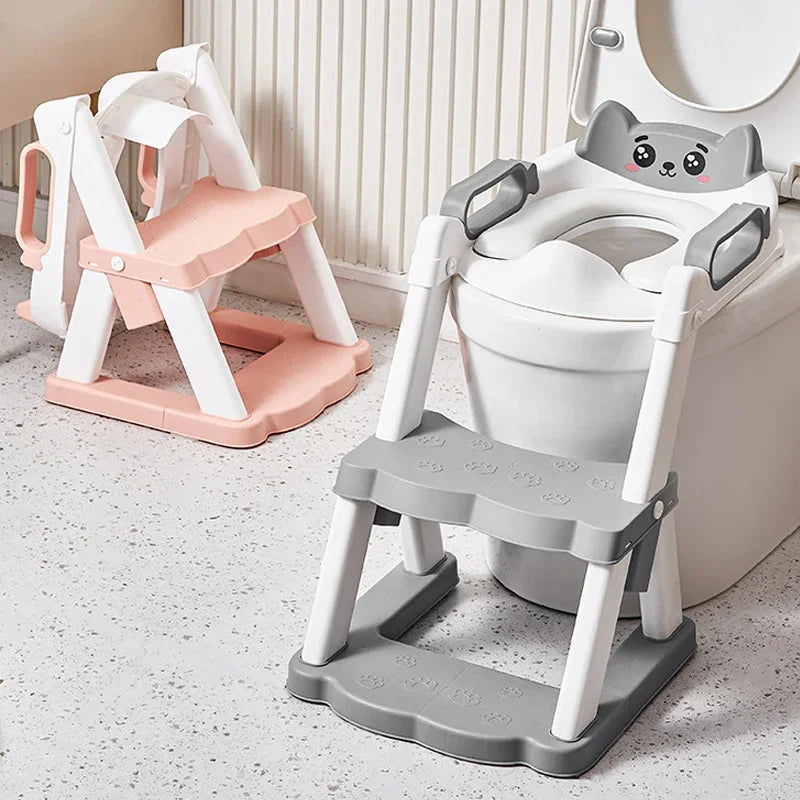 2-in-1 Toddler Toilet Training Seat with Step Stool | Foldable Adjustable Potty Ladder