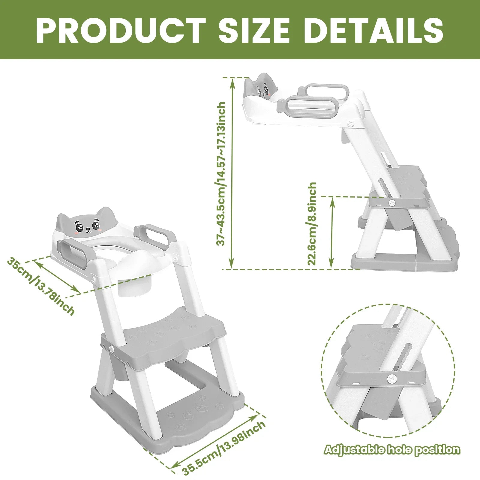 2-in-1 Toddler Toilet Training Seat with Step Stool | Foldable Adjustable Potty Ladder