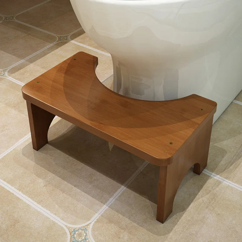 Bamboo Toilet Stool – Non-Slip Bathroom Foot Rest for Adults & Kids