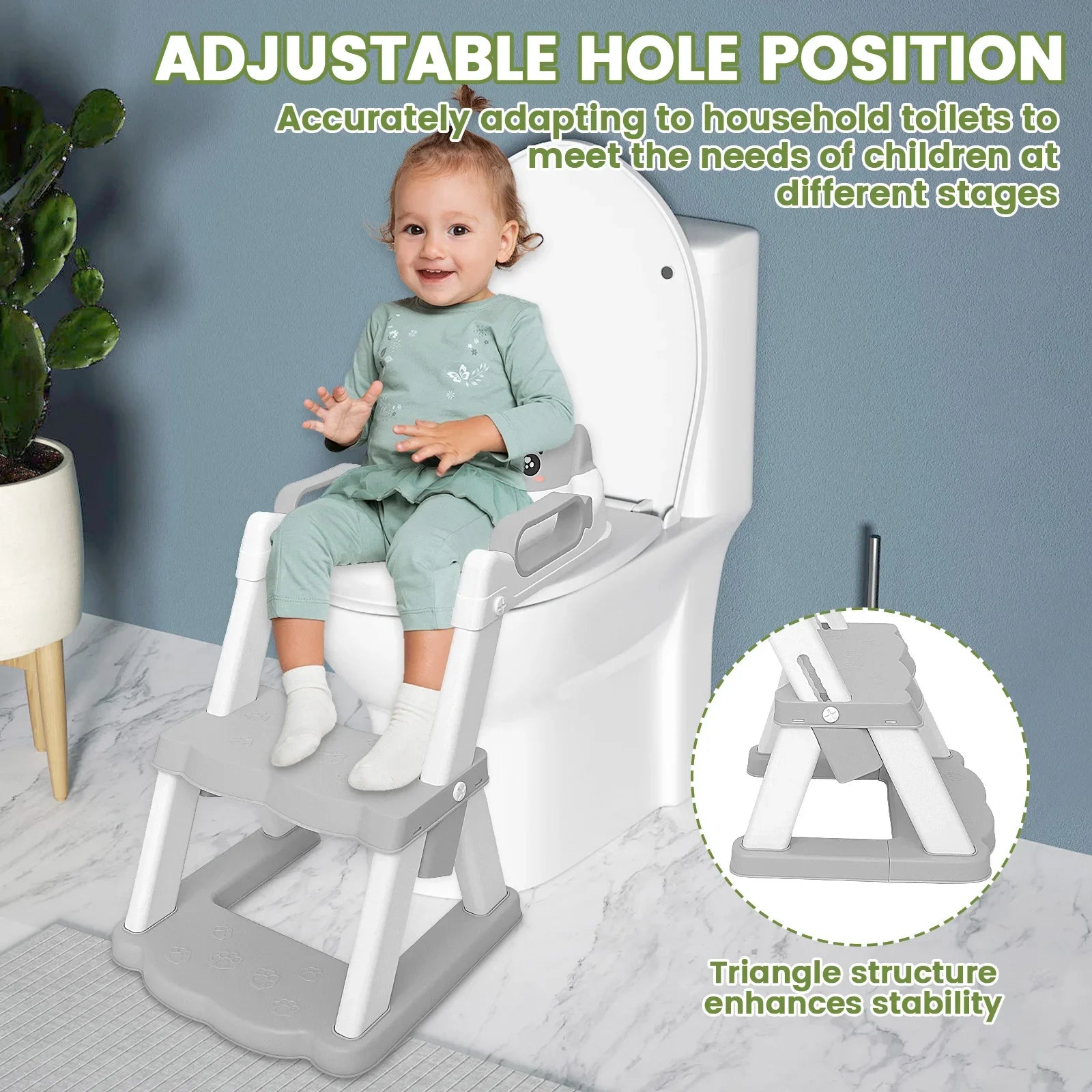 2-in-1 Toddler Toilet Training Seat with Step Stool | Foldable Adjustable Potty Ladder
