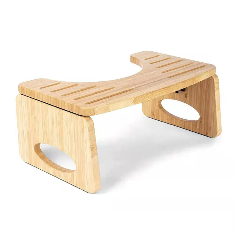 Collapsible Bamboo Toilet Stool – Foldable Bathroom Foot Rest for Adults & Kids
