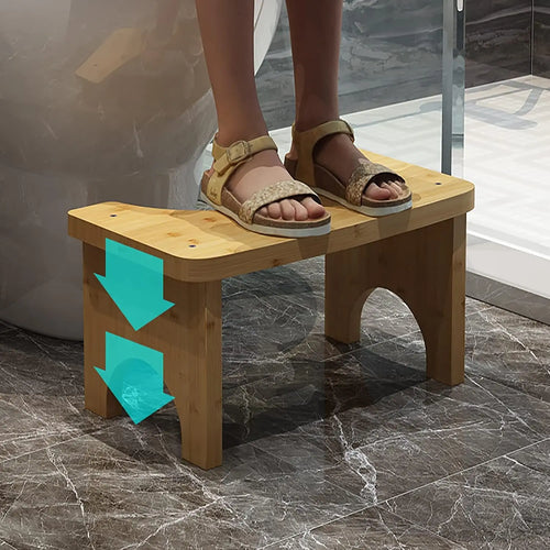 Bamboo Toilet Stool – Non-Slip Bathroom Foot Rest for Adults & Kids