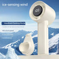 Portable Rechargeable Ice Cooling Handheld Fan with LED Display | USB Mini Personal Fan