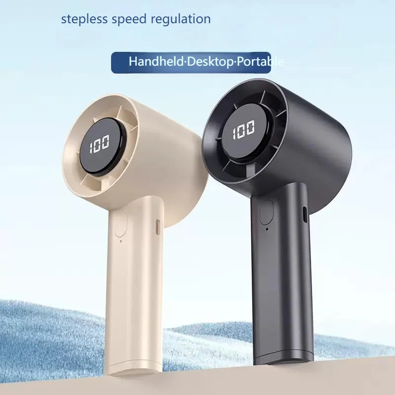 Portable Rechargeable Ice Cooling Handheld Fan with LED Display | USB Mini Personal Fan
