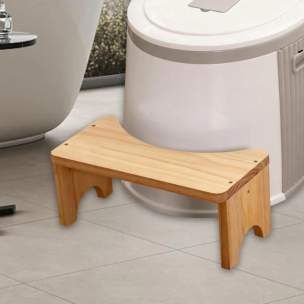 Wooden Toilet Stool – Non-Slip Bathroom Foot Rest for Adults & Kids