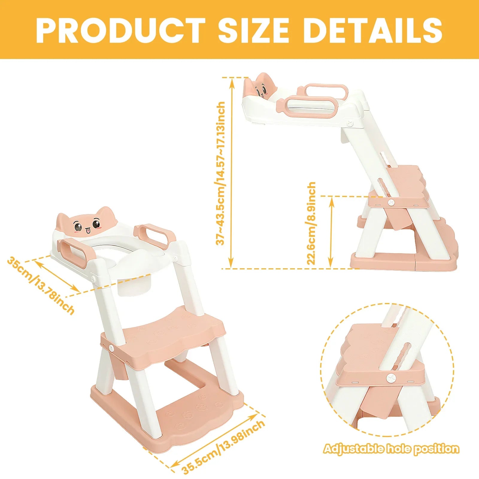 2-in-1 Toddler Toilet Training Seat with Step Stool | Foldable Adjustable Potty Ladder