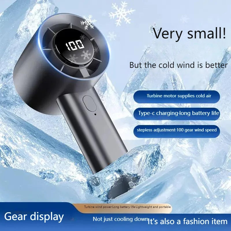 Portable Rechargeable Ice Cooling Handheld Fan with LED Display | USB Mini Personal Fan