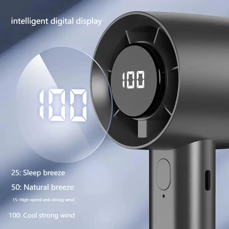 Portable Rechargeable Ice Cooling Handheld Fan with LED Display | USB Mini Personal Fan