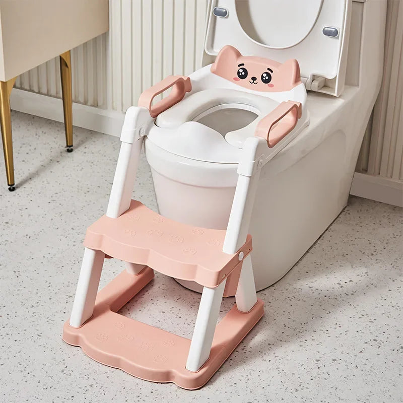 2-in-1 Toddler Toilet Training Seat with Step Stool | Foldable Adjustable Potty Ladder