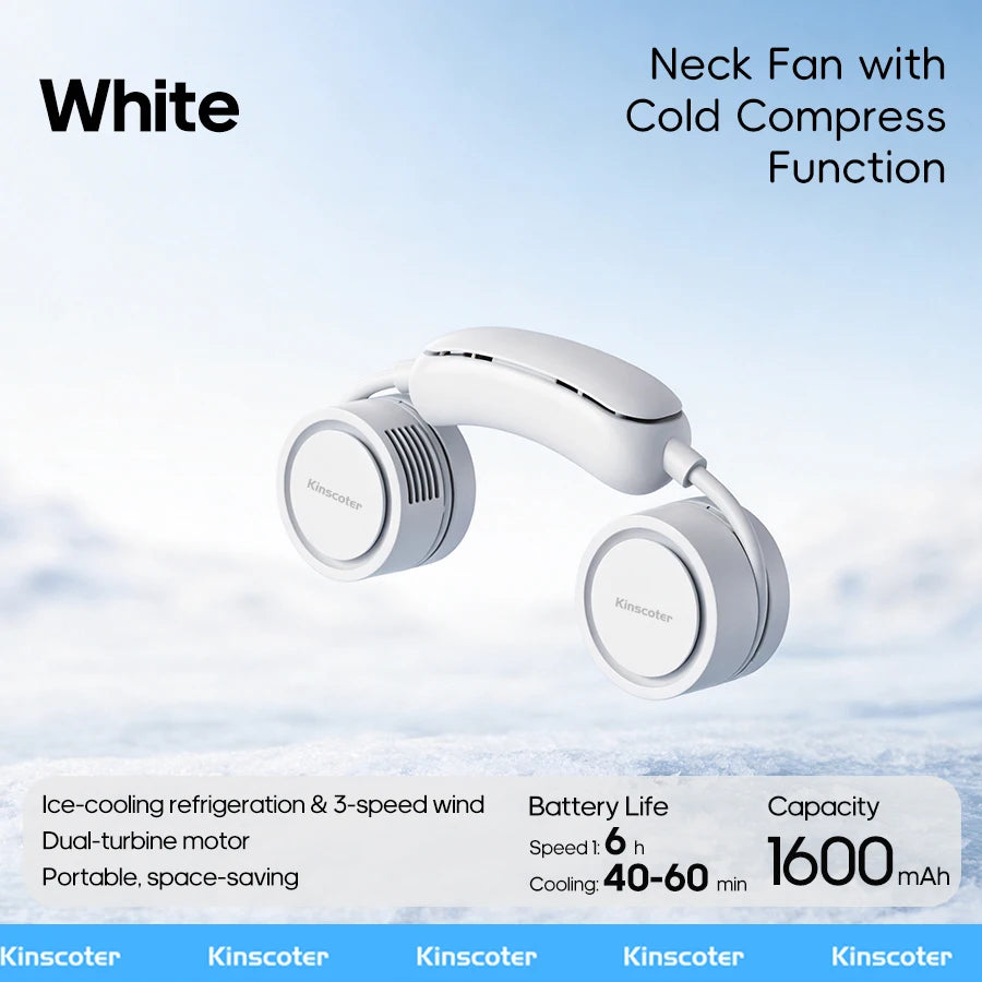 New Portable Neck Fan, Foldable Mini USB Fan, Rechargeable 1600mah Cooling Wind Fans, Personal Silent Neckfan For Sports