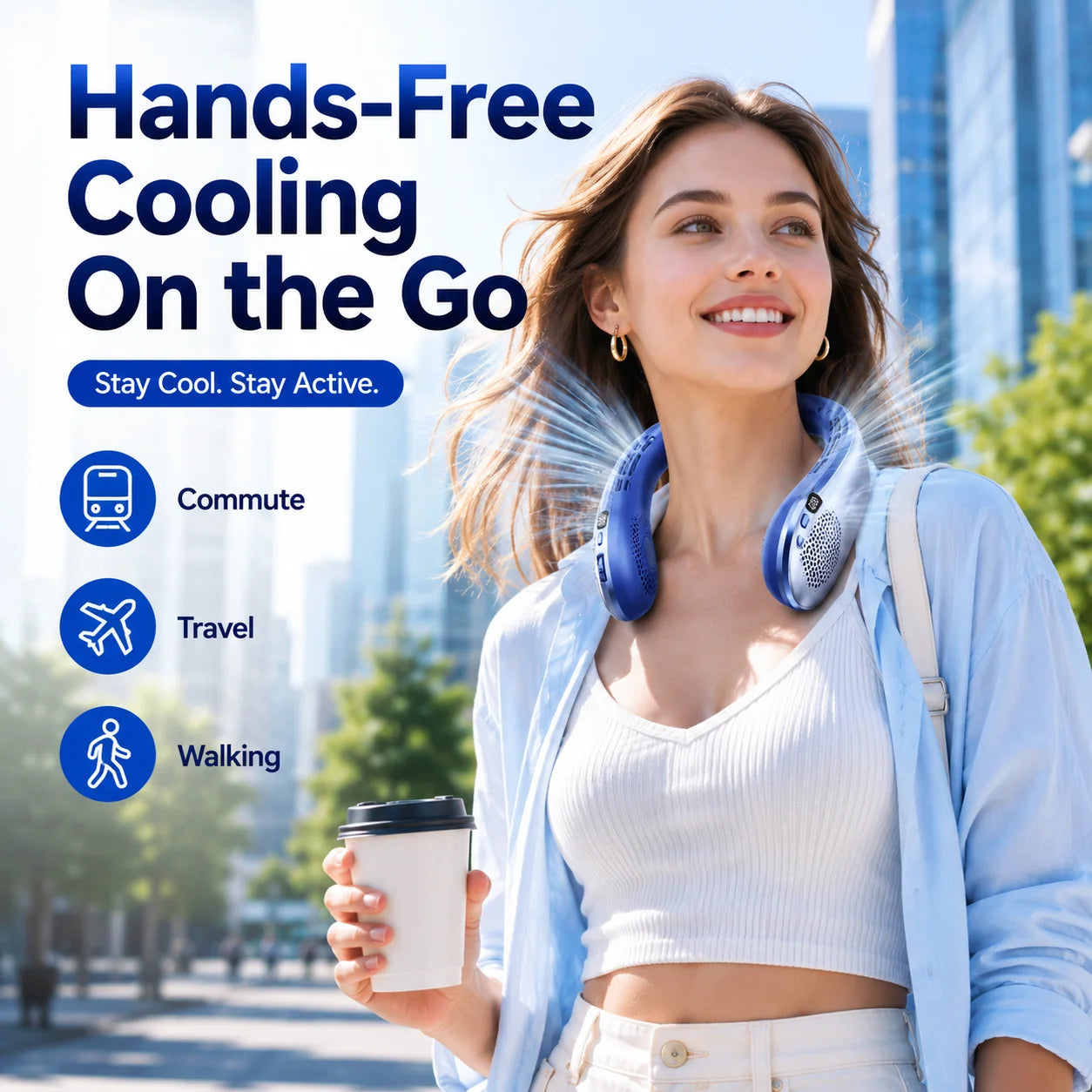 2026 New 8000mAh Portable Hanging Neck Fan Bladeless Neckband Fan Digital Display Power Air Cooler USB Rechargeable Electric Fan