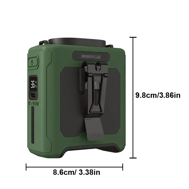 10000mAh Rechargeable Waist Fan – Portable Clip-On Personal Cooling Fan with Power Bank & Flashlight